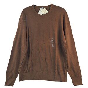 NWT Uniqlo Men's Extra Fine Merino Wool Crew Neck Sweater Brown Sz L